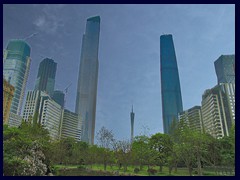 Zhujiang New Town with the 3 tallest structures of Guangzhou: Chow Tai Fook Centre (530m, u/c), Canton Tower (600m) and IFC (438m).